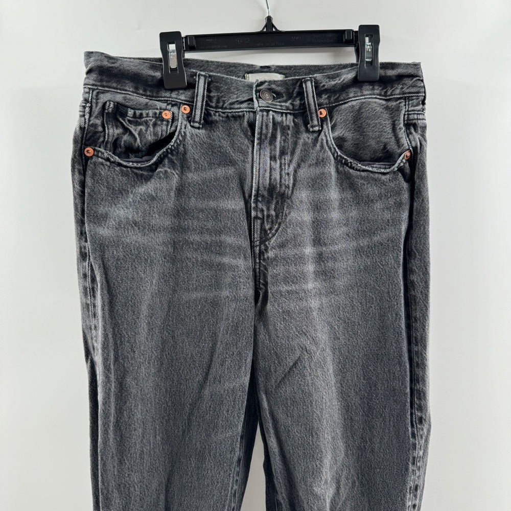 American Eagle Slouch Black Distressed Jeans Size 6 Zipper Fly - Picture 3 of 8